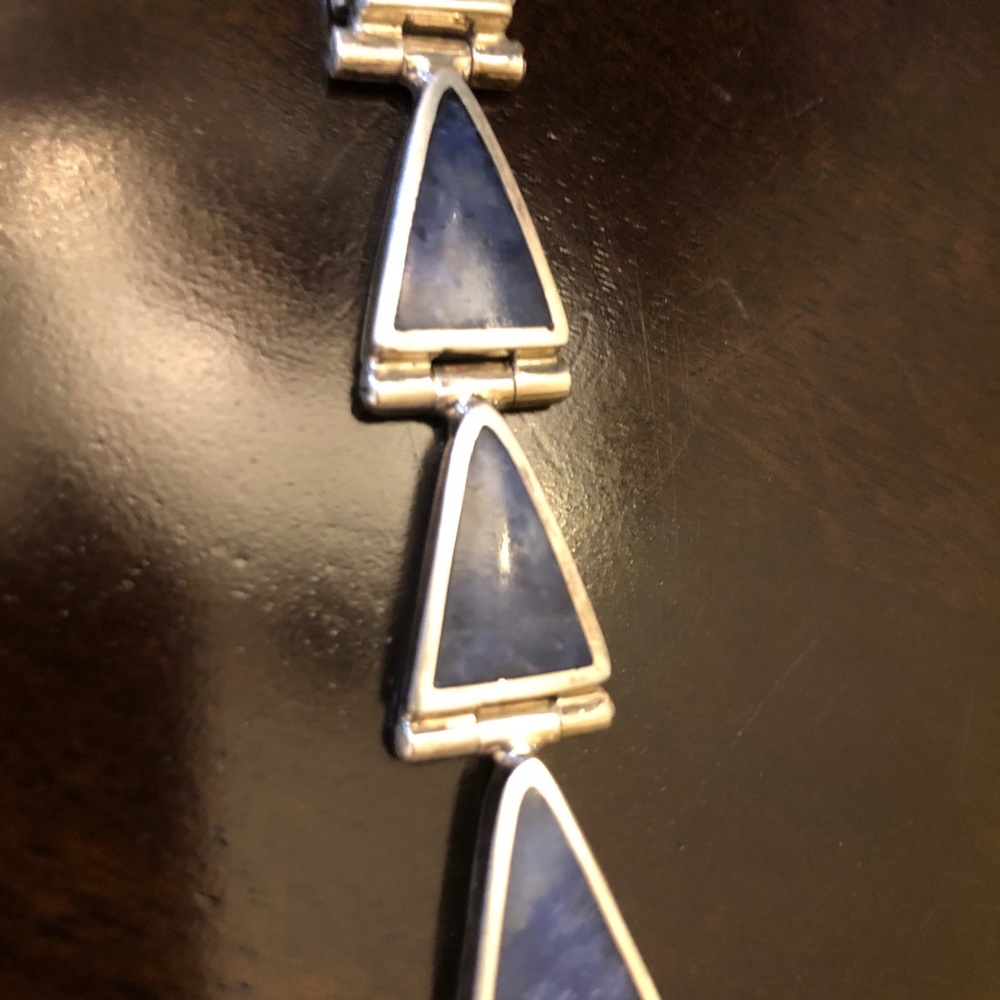 Heavy sterling silver Marble Lapis bracelet